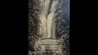 Lake Studios Waterfall Bridge 24”x36”Canvas oil painting