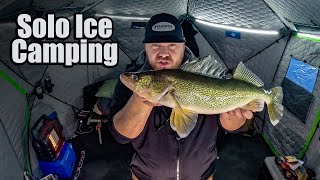 Solo ice camping for shallow-water walleyes