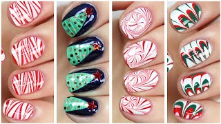 Christmas Nail Art 2023 🎄 Fun & Easy Water Marble Nail Design Compilation!