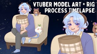 【CSP Model Art + Live2d Rigging】✦ 24 hr Process Timelapse of Making My Sitting 3/4 View VTuber ✦