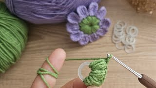 📌Muhteşem / Plastik halkalarla örgü motif modeli #knitting #crochet