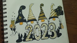 New Year Drawing | Happg New Year 2023 | New Year 2023 Drawing | Pencil Drawing