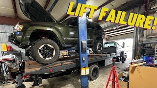 Shop’s Crazy Close Call! Lift Cable SNAPPED! Car Stuck on Rack!