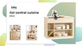 SoBuy Ilot central cuisine |Ilot central | Cuisine avec ilot central | Meuble ilot cuisine | KNL04