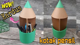 Cara membuat tempat pensil dari kardus || How to make a pencil holder out of cardboard