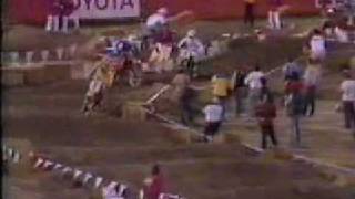 Broc Glover, Mark Barnet, Jeff Ward, David Bailey Supercross Race 1985 Anahiem