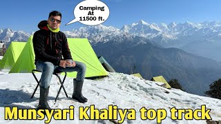 Camping in Heavy Snowfall at  -5°C 🏔️ || Munsyari Khaliya top track 2023 🔥🔥