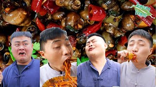 Huge Spicy River Snail | TikTok China Funny Mukbang | Songsong and Ermao