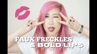 Faux Freckles and Bold Lips || heidiroro