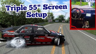 Assetto Corsa Drifting on NARROW Touge road I Triple Screen Setup