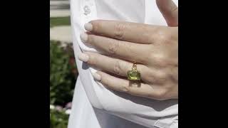 Emerald-Cut Simulated Birthstone Ring in Gold-Plated