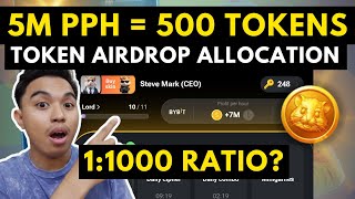 TOKEN AIRDROP ALLOCATION IN HAMSTER KOMBAT SPECULATION I 5M PPH = 500 TOKENS? THE REALITY!