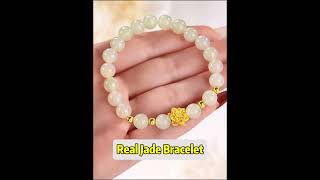 Exquisite Jade Bracelet with Golden Lotus Charm