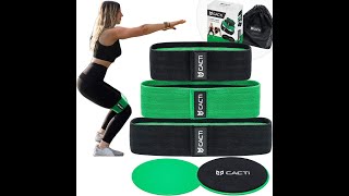 Fabric Resistance Bands & Core Sliders Exercise Set - 3 Booty Bands & 2 Strength Slides for Legs