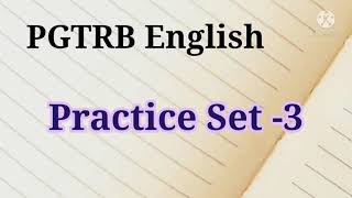 #PGTRBEnglish#Practice Set -3