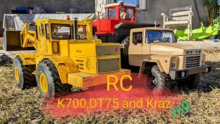 RC construction with kraz 260 6x6 truck kirovets k700 4x4 tractor dt75 caterpillar bulldozer 3dprint