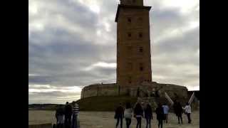 Torre Hercules A Coruna, Galicia con la family