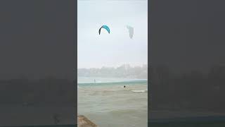 Extreme Kite Sailing: Conquering the Cold Winds. #shorts