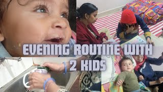 Evening routine with 2 kids/6 month baby food recipe /Indian youtuber vandana