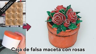 Caja de falsa maceta 🌹♻️ Reciclando hueveras y un tarro de plástico 🤩