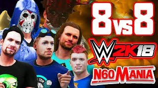 16 MAN TAG | DanTDM, JackSepticEye, H2O Delirious, Markiplier, & More vs. Villains! WWE 2K18