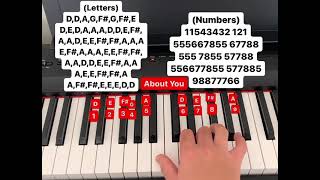 About You piano tutorial (letters and numbers)