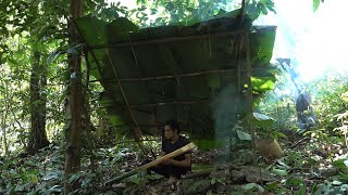 Build a hut the fastest with banana leaves - 2 years of survival in the rainforest - episode 38