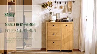 SoBuy Armoire à linge丨Coffre à linge丨Armoire de rangement pour salle de bain丨BZR97-SN