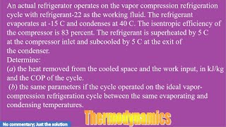 An actual refrigerator operates on the vapor compression refrigeration cycle with refrigerant-22