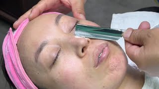 💈ASMR | Removing dead skin from a woman's face. 🪒 Wonderful Asian wet shave!