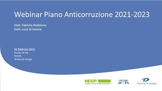 Webinar - Piano Anticorruzione 2021-2023