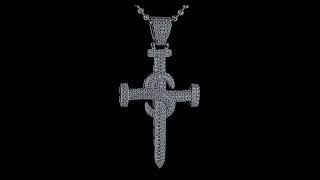 Iced Out Nail Cross Pendant By Harlembling Iced Out in Moissanite - Solid 925 Silver Necklace