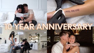 ANNIVERSARY VLOG | We got matching tattoos!! 10 years, Morgan Wallen & getting ready for date night!