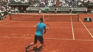 Rafael Nadal during a great point at Roland Garros! (2018)