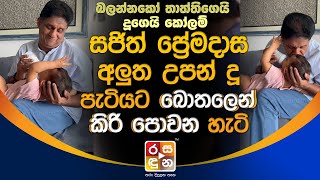 සජිත් ප්‍රේමදාස අලුත උපන් දූ පැටියට බොතලෙන් කිරි පොවන හැටි