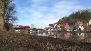 Schienenbus auf der Rottenburger Neckarbrücke (25.02.2017)