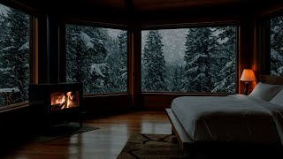 Relaxing winter sounds | Winter fireplace | Heavy snowstorm sounds with wind For Deep Sleep