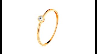 Schmuck - Ring aus 585 Gelbgold - klarer runder Zirkon in blanker Fassung