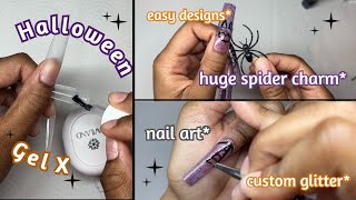 GEL X Halloween Nails! | Custom Glitter Gel Mix EASY HALLOWEEN Nails!