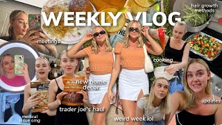 WEEKLY VLOG: trader joe's haul, kinda weird week lol, medical issue haha, cooking, apartment updates