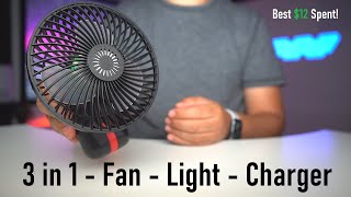 All in one! Portable Charger - Camping Lantern - 3 Speed Fan