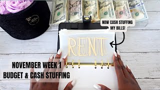 NOVEMBER WEEK 1 BUDGET & CASH STUFFING| WEEKLY BUDGETING, CASH STUFFING BILLS ‼️| TAYLORBUDGETS