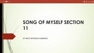 SONG OF MYSELF SECTION 11 WALT WHITMAN SUMMARY