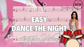 🥁 EASY  Dance The Night- Dua lipa/ Barbie Movie Drums Score Drum sheet music / Drums SIMPLE 🥁