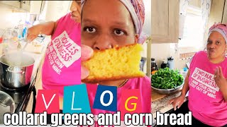 Cook With me Collards N Cornbread | Mobile Home Living