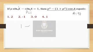 if p sinA-cos A=1 the p^2-(1+p^2)cos A #ssccgl #ssc #malayalam