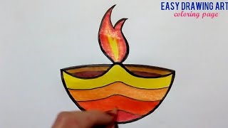 how to draw easy diwali diya drawing for kids