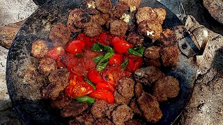 خوشمزه ترین کوفته ساجی در دل طبیعت لذیذترین کوفته ساجی در کوه آتشگاه#food #cooking #nature #asmr