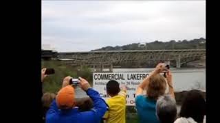 Controlled undermining of the bridge in the Texas city of Marble Falls.