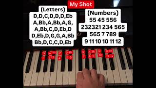 My Shot piano tutorial (instrumental part, letters and numbers)